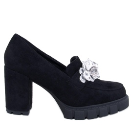 Mokassins Nadine Schwarze Stiefeletten mit hohen Absätzen