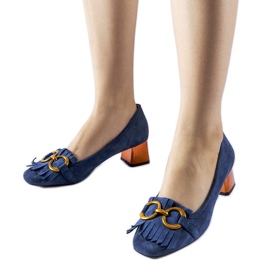 Marineblaue Basso-Pumps mit hohem Absatz