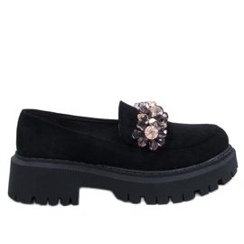 Heidi Schwarze Slipper mit Kristallen