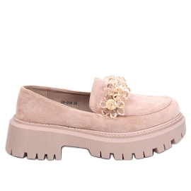 Heidi Khaki-Slipper mit Kristallen beige