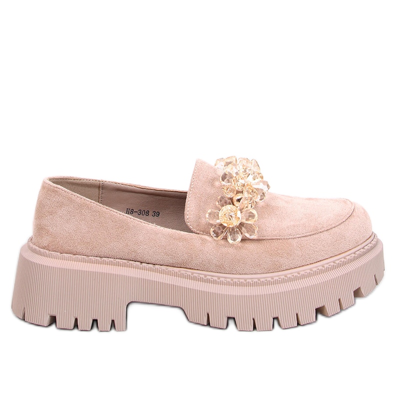 Heidi Khaki-Slipper mit Kristallen beige