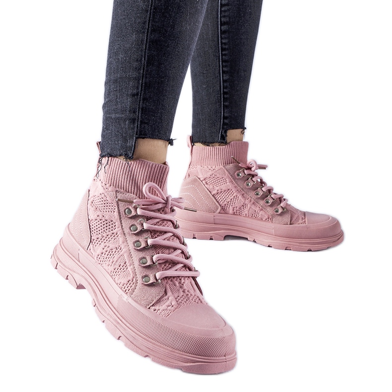 Rosa Casalma High-Top-Sneaker aus Stoff