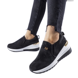 Schwarze Vitale-Slip-On-Sneaker mit Keilabsatz