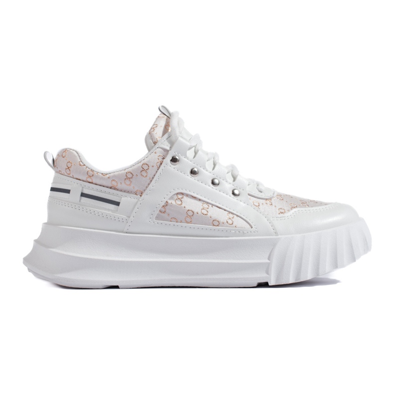 Weiße Damen-Sportschuhe mit dicker Sohle