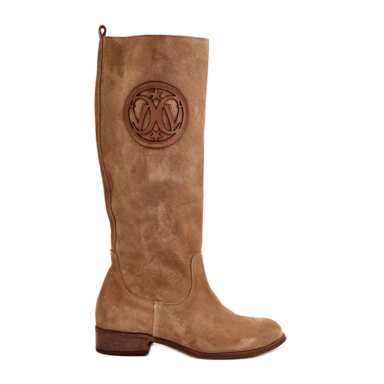 Zazoo 3367 Overknee-Stiefel aus Wildleder für Damen, Beige