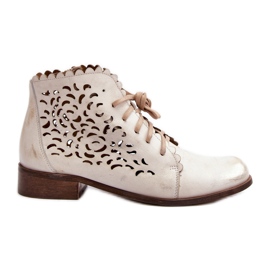 Zazoo 2871 Damen-Stiefeletten mit durchbrochener Schnürung, Gold, gebürstet golden