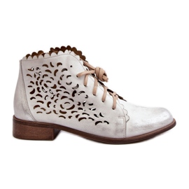 Zazoo 2871 Damen-Stiefeletten mit durchbrochener Schnürung, Silber
