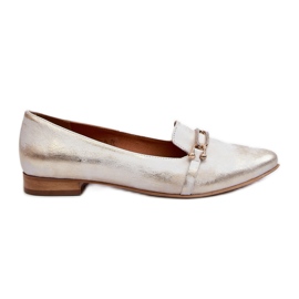 Zazoo 2885 Ballerinas aus Leder mit Gold- und Weißverzierung golden