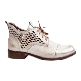 Zazoo 2878 Niedrige, durchbrochene Leder-Stiefeletten für Damen, Silber