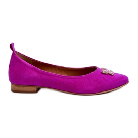 Zazoo 2887 Ballerinas aus Wildleder mit dekorativem Schmetterling in Fuchsia rosa