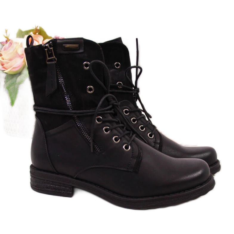 Jezzi W JEZ254A Schnür- und Reißverschlusstasche, schwarz