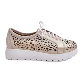 Zazoo 2821 Damen-Lederschuhe, durchbrochenes Gold golden