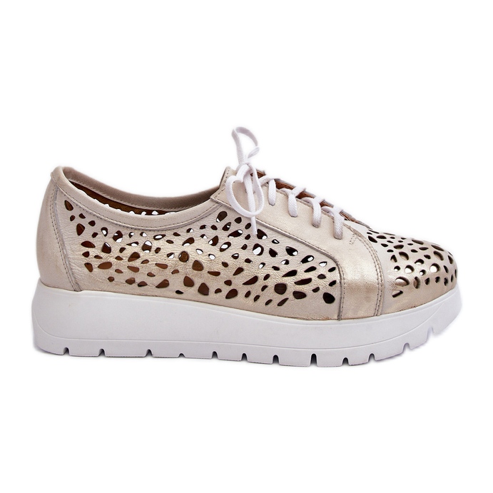 Zazoo 2821 Damen-Lederschuhe, durchbrochenes Gold golden