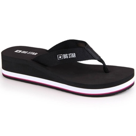 Schwarze Damen-Flip-Flops mit Keilabsatz Big Star JJ274A332