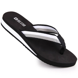 Schwarze Damen-Flip-Flops mit Keilabsatz Big Star LL274781
