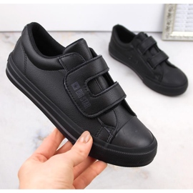 Kinder-Sneaker aus ökologischem Leder mit Klettverschluss, schwarz Big Star LL374073