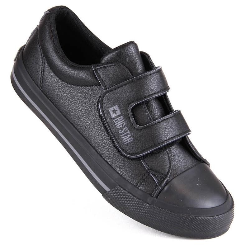 Kinder-Sneaker aus ökologischem Leder mit Klettverschluss, schwarz Big Star LL374073