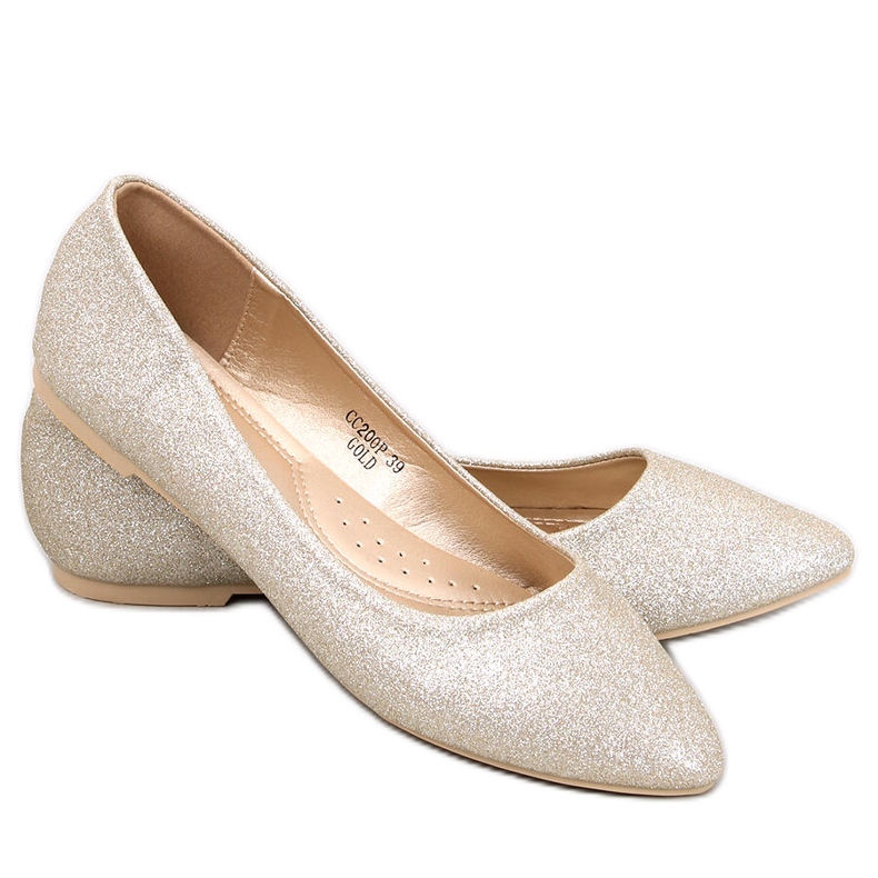 Chiesa Gold Glitter Ballerinas golden