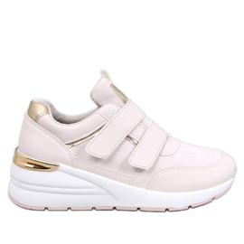 Moulton Beige Keilsneaker mit Klettverschluss