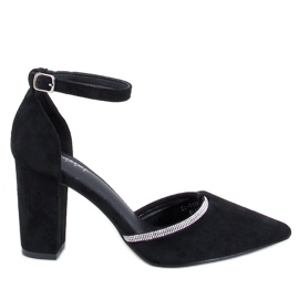 Ingrid Schwarze Pumps mit hohen Absätzen und Strasssteinen