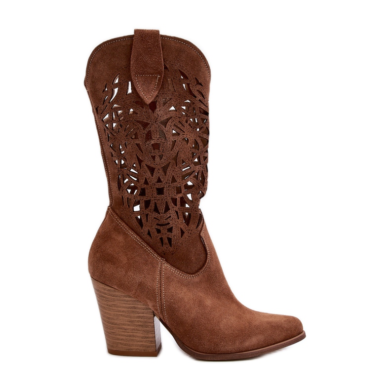 Zazoo 3414 Durchbrochene Stiefeletten für Damen, Wildlederbraun