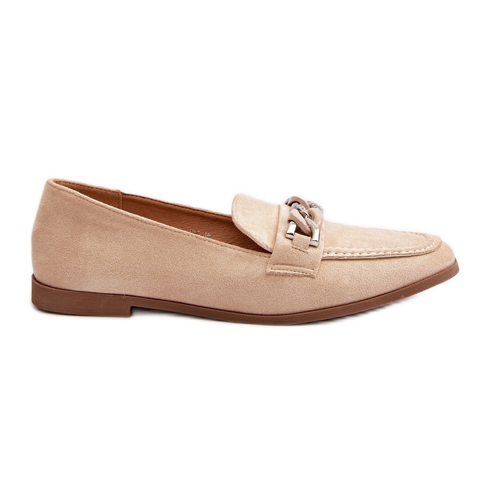 Damen-Mokassins mit Kette Beige Ambrise