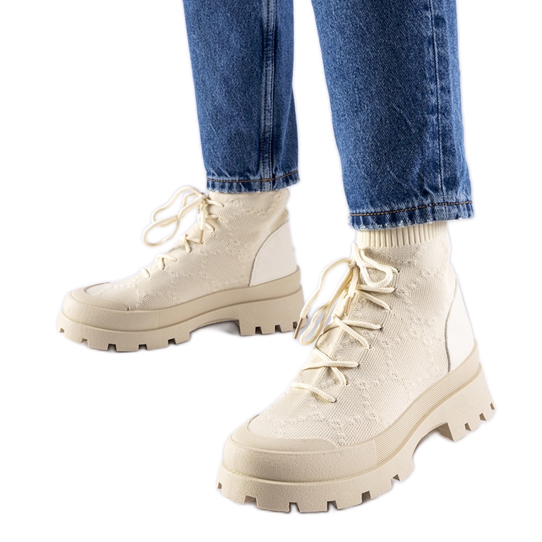 Beigefarbene High-Top-Sneaker Éric