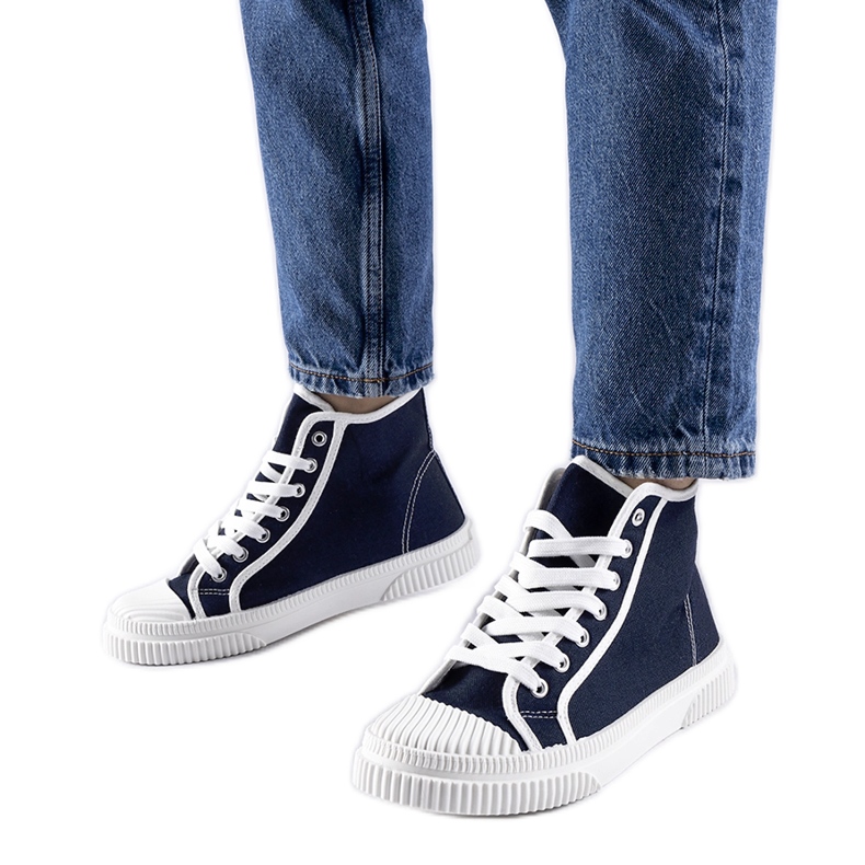 Marineblaue High-Top-Sneaker von Pozzuolo