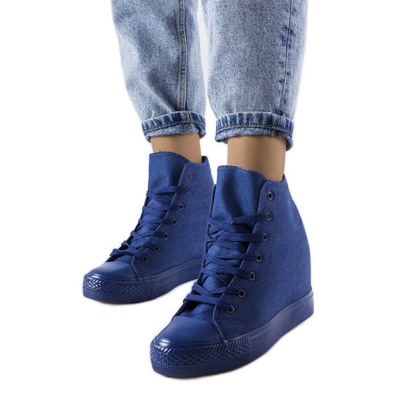 Marineblaue Groussay-Sneaker mit Keilabsatz
