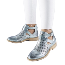 Grüne durchbrochene, hochgeschnittene Stiefeletten von Kooter