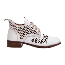 Zazoo 2704 Durchbrochene Lederstiefel, Weiß