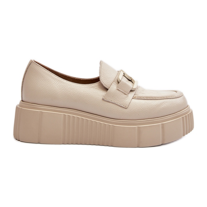 Zazoo 20101 Modische Leder-Plateauschuhe, Hellbeige