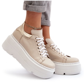 Zazoo 10165 Damen-Sportschuhe auf massivem Plateau, Beige