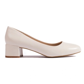Damen-Pumps mit niedrigem Absatz, hellbeige