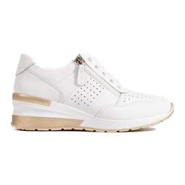 Keilsneaker aus Leder in Weiß