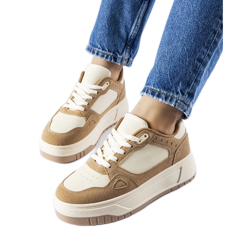 Beige-weiße Pomona-Plateau-Sneaker