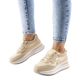 Beigefarbene Inès-Plateau-Sneaker