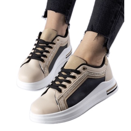 Beige-schwarze Mayfield-Plateau-Sneaker