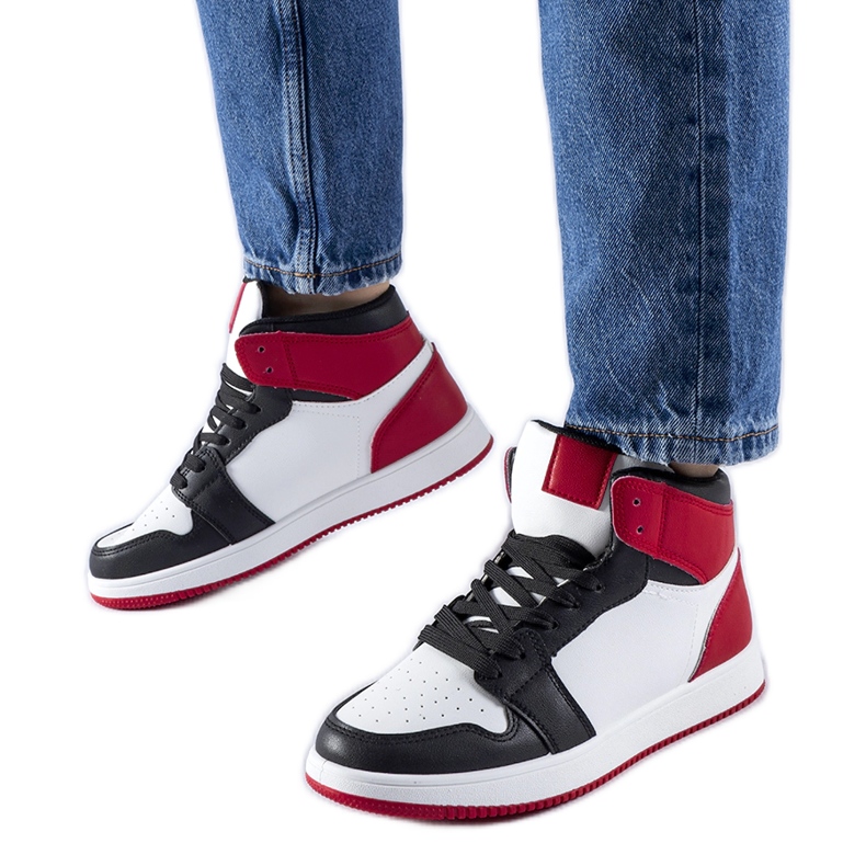 Schwarze und rote Eulalie-High-Top-Sneaker