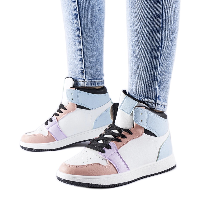 Rosa und blaue Eulalie High-Top-Sneaker