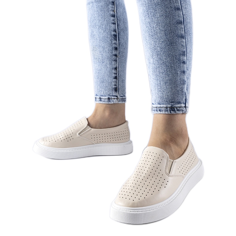 Beige perforierte Fulda-Sneaker