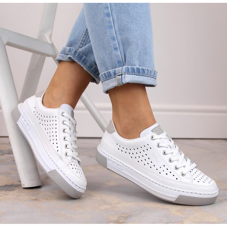 Rieker W RKR642 weiße durchbrochene Lederschuhe