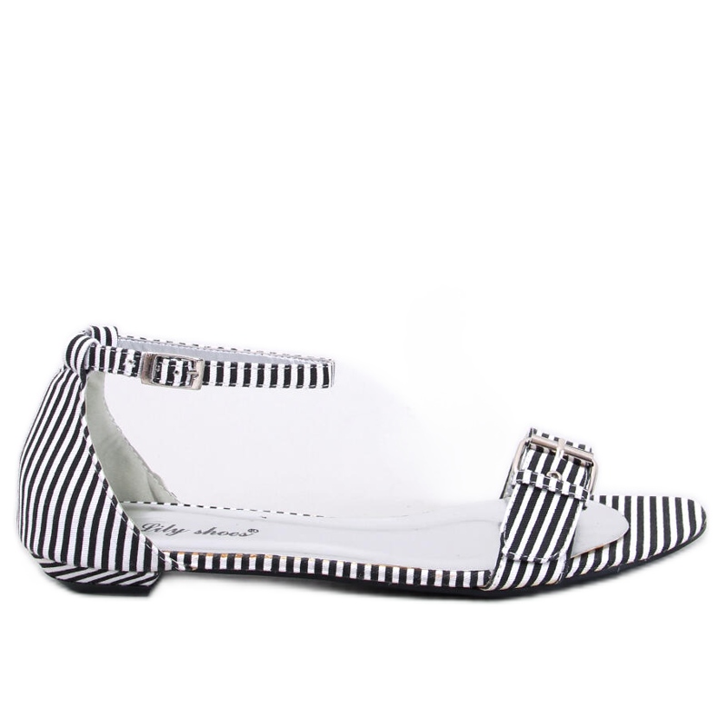 Ditty Black gestreifte Sandalen – 2. Wahl weiß