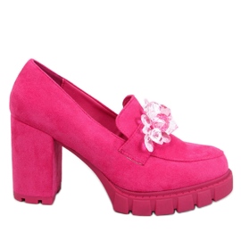Hochhackige Loafer von Nadina Fuchsia mit Steinen rosa