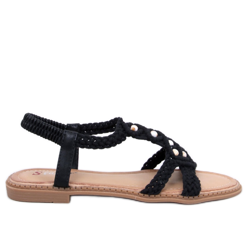 Ashes Schwarze Boho-String-Sandalen