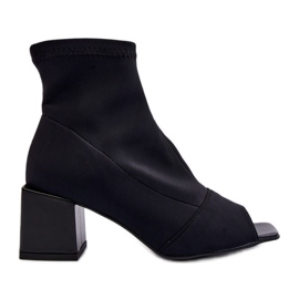 Zazoo 2876 Damen-Stiefel mit hohem Absatz und offener Spitze, Schwarz