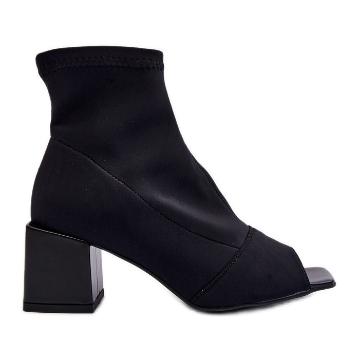 Zazoo 2876 Damen-Stiefel mit hohem Absatz und offener Spitze, Schwarz