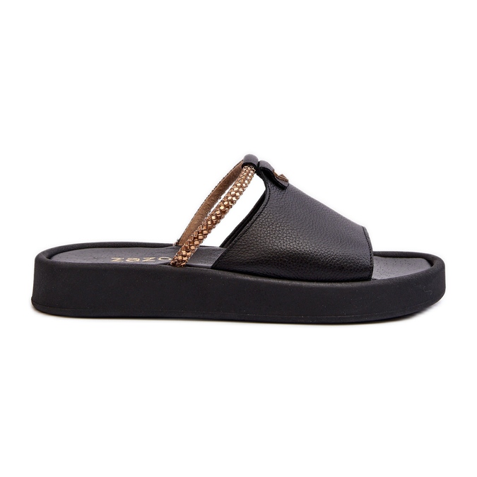 Zazoo 2896 Damen-Leder-Flip-Flops, Schwarz