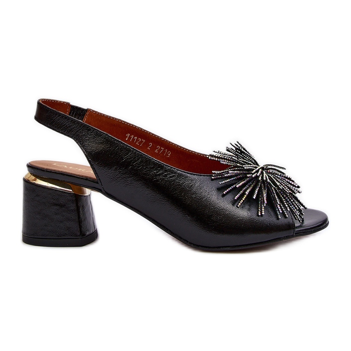 Ledersandalen mit Dekoration Laura Messi 2719 Schwarz