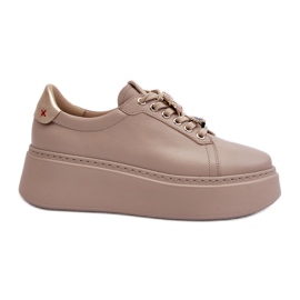 Damen-Ledersneaker mit Verzierungen CheBello 4292 Beige